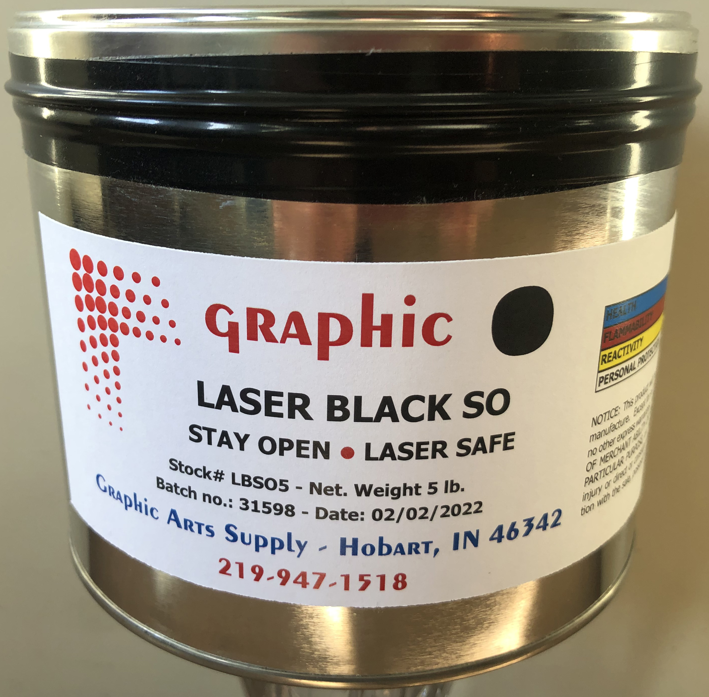 (image for) Laser Black Stay Open Forms Ink Low Tack Oil Base 5 lb.